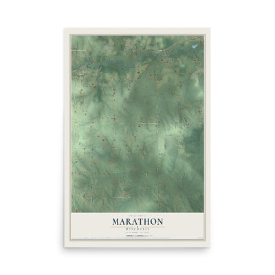 Map of Marathon, Wisconsin, 12 x 18 inch unframed archival matte print