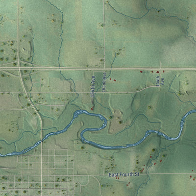 Close-up of the map of Marathon, Wisconsin print showing street and building detail