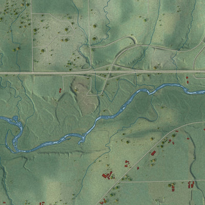 Second close-up of the map of Marathon, Wisconsin print showing more streets and buildings