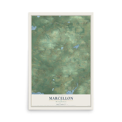 Map of Marcellon, Wisconsin, 12 x 18 inch unframed archival matte print