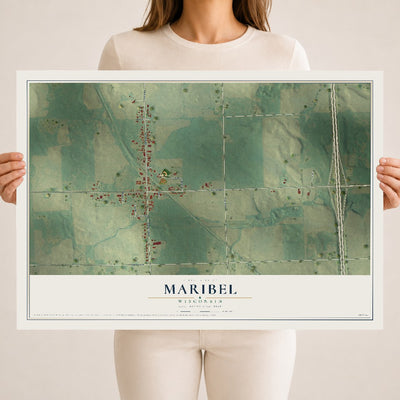 Map of Maribel, Wisconsin, 18 x 24 inch unframed archival matte print