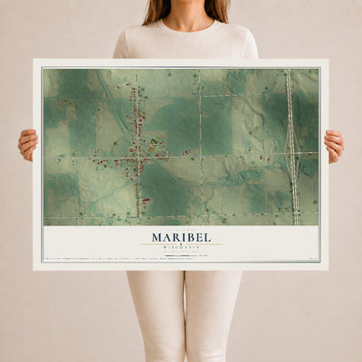 Map of Maribel, Wisconsin, 24 x 36 inch unframed archival matte print