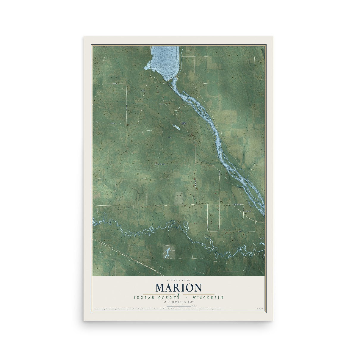 Map of Marion, Juneau County, Wisconsin, 12 x 18 inch unframed archival matte print