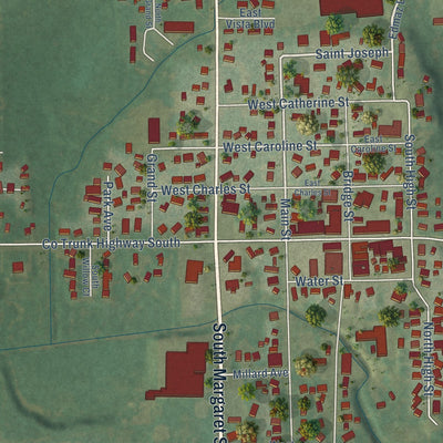 Close-up of the map of Markesan, Wisconsin print showing street and building detail