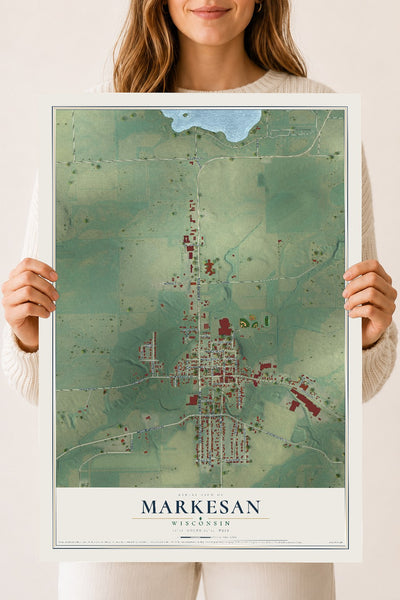 Map of Markesan, Wisconsin, 18 x 24 inch unframed archival matte print