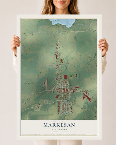 Map of Markesan, Wisconsin, 24 x 36 inch unframed archival matte print