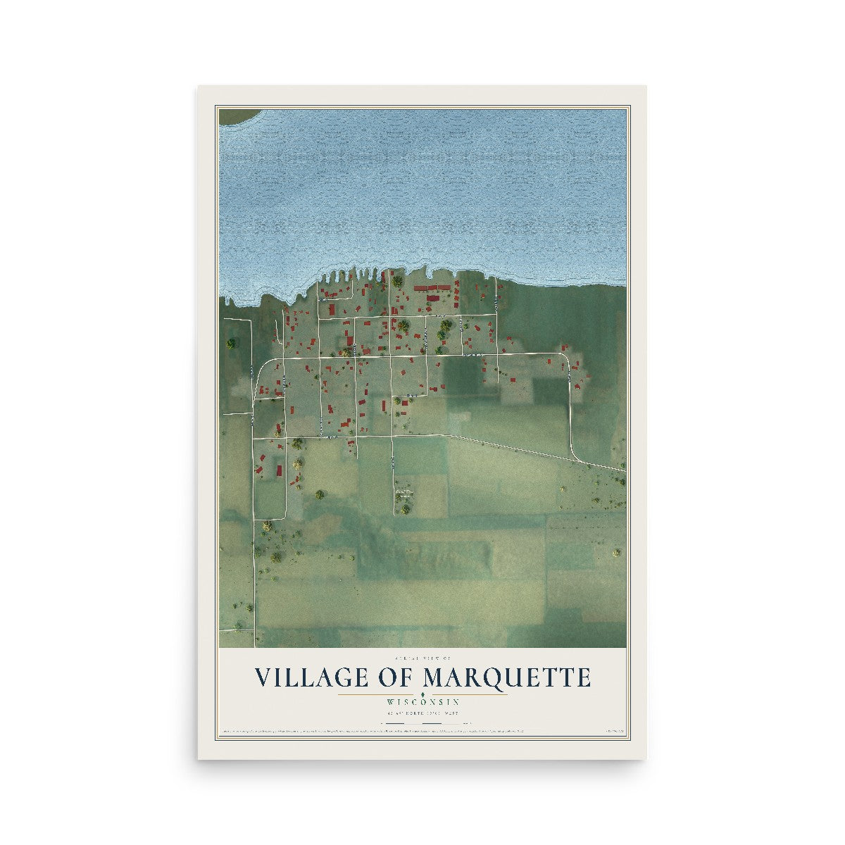 Map of Marquette, Wisconsin, 12 x 18 inch unframed archival matte print