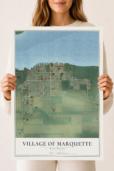Map of Marquette, Wisconsin, 18 x 24 inch unframed archival matte print