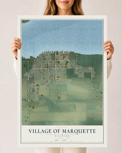 Map of Marquette, Wisconsin, 24 x 36 inch unframed archival matte print