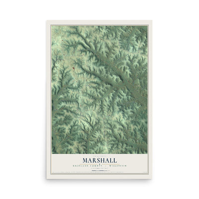 Map of Marshall, Richland County, Wisconsin, 12 x 18 inch unframed archival matte print