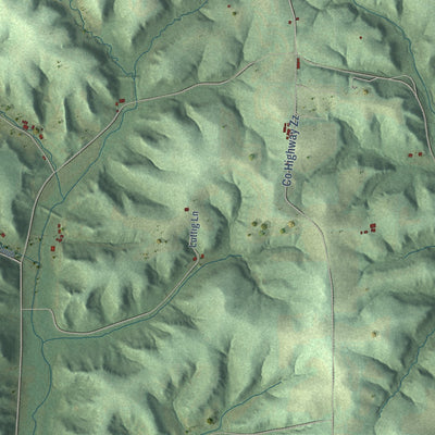 Close-up of the map of Marshall, Richland County, Wisconsin print showing street and building detail