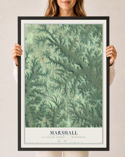 Map of Marshall, Richland County, Wisconsin, 24 x 36 inch print in a black wood frame