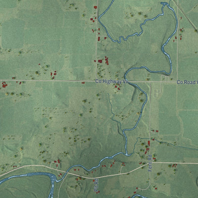 Second close-up of the map of Marshall, Rusk County, Wisconsin print showing more streets and buildings