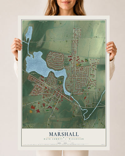 Map of Marshall, Dane County, Wisconsin, 24 x 36 inch unframed archival matte print