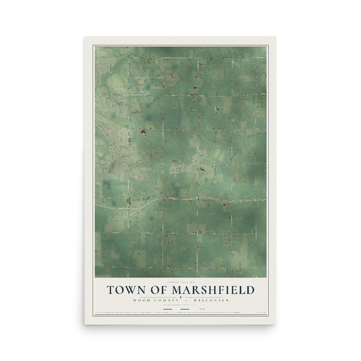 Map of the Town of Marshfield, Wood County, Wisconsin, 12 x 18 inch unframed archival matte print