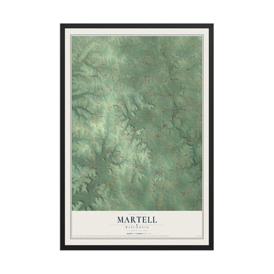 Map of Martell, Wisconsin, 12 x 18 inch print in a black wood frame
