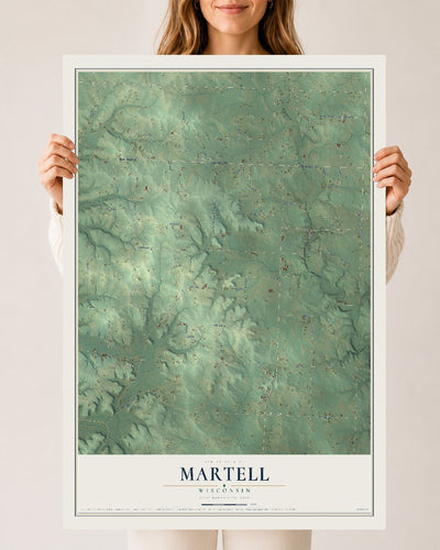 Map of Martell, Wisconsin, 24 x 36 inch unframed archival matte print