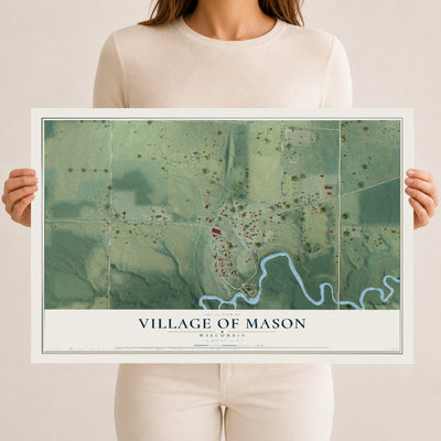 Map of Mason, Wisconsin, 12 x 18 inch unframed archival matte print