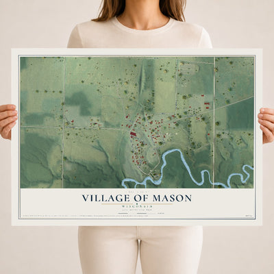 Map of Mason, Wisconsin, 18 x 24 inch unframed archival matte print