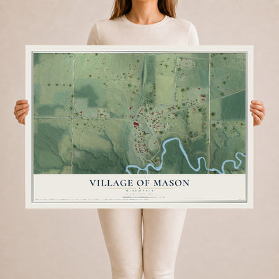 Map of Mason, Wisconsin, 24 x 36 inch unframed archival matte print