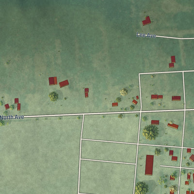 Second close-up of the map of Mattoon, Wisconsin print showing more streets and buildings
