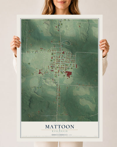 Map of Mattoon, Wisconsin, 24 x 36 inch unframed archival matte print