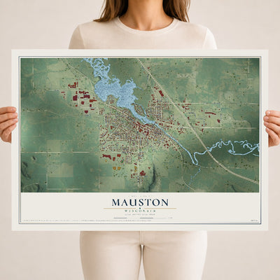 Map of Mauston, Wisconsin, 18 x 24 inch unframed archival matte print