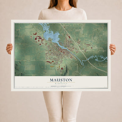 Map of Mauston, Wisconsin, 24 x 36 inch unframed archival matte print