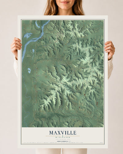 Map of Maxville, Wisconsin, 24 x 36 inch unframed archival matte print