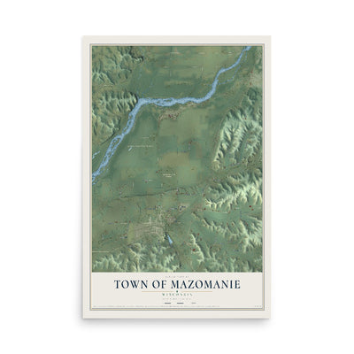 Map of the Town of Mazomanie, Wisconsin, 12 x 18 inch unframed archival matte print