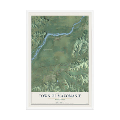 Map of the Town of Mazomanie, Wisconsin, 12 x 18 inch print in a white wood frame