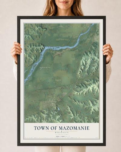 Map of the Town of Mazomanie, Wisconsin, 24 x 36 inch print in a black wood frame