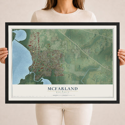 Map of McFarland, Wisconsin, 18 x 24 inch print in a black wood frame