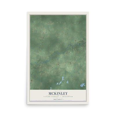 Map of McKinley, Taylor County, Wisconsin, 12 x 18 inch unframed archival matte print