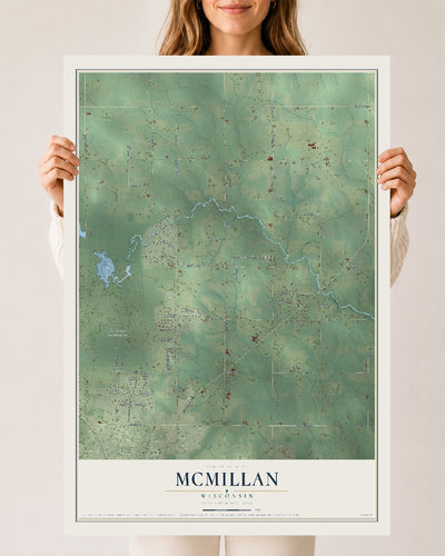 Map of McMillan, Wisconsin, 24 x 36 inch unframed archival matte print