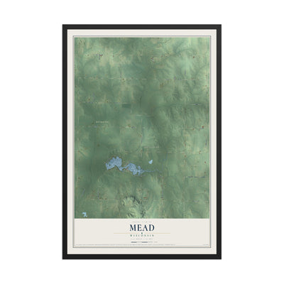 Map of Mead, Wisconsin, 12 x 18 inch print in a black wood frame