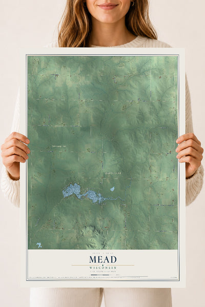 Map of Mead, Wisconsin, 18 x 24 inch unframed archival matte print