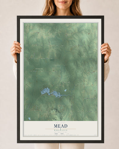 Map of Mead, Wisconsin, 24 x 36 inch print in a black wood frame
