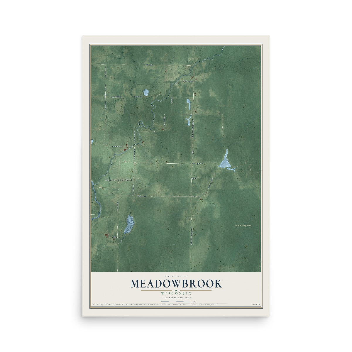 Map of Meadowbrook, Wisconsin, 12 x 18 inch unframed archival matte print
