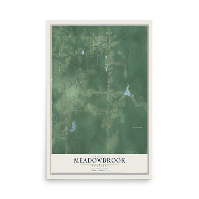 Map of Meadowbrook, Wisconsin, 12 x 18 inch unframed archival matte print