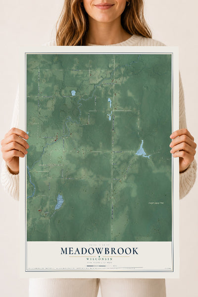 Map of Meadowbrook, Wisconsin, 18 x 24 inch unframed archival matte print