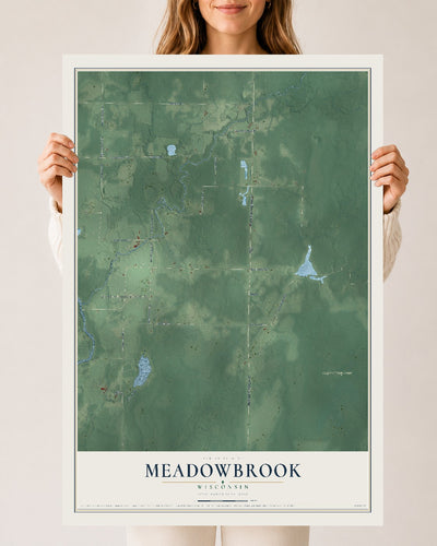 Map of Meadowbrook, Wisconsin, 24 x 36 inch unframed archival matte print