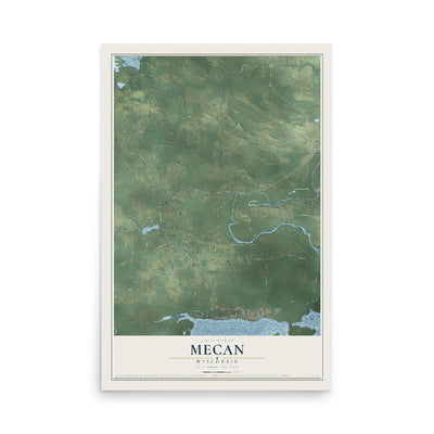 Map of Mecan, Wisconsin, 12 x 18 inch unframed archival matte print