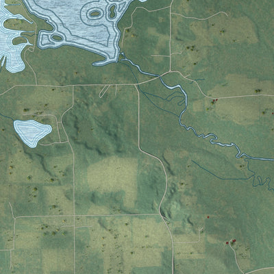Second close-up of the map of Mecan, Wisconsin print showing more streets and buildings
