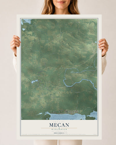 Map of Mecan, Wisconsin, 24 x 36 inch unframed archival matte print
