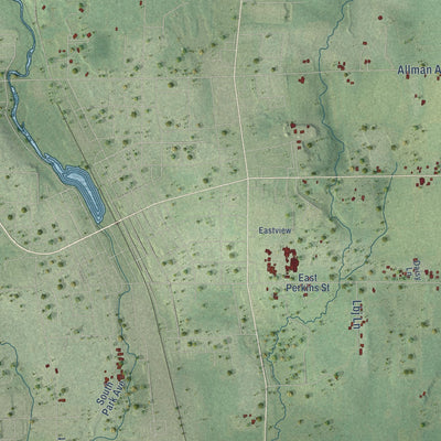 Close-up of the map of the Town of Medford, Wisconsin print showing street and building detail