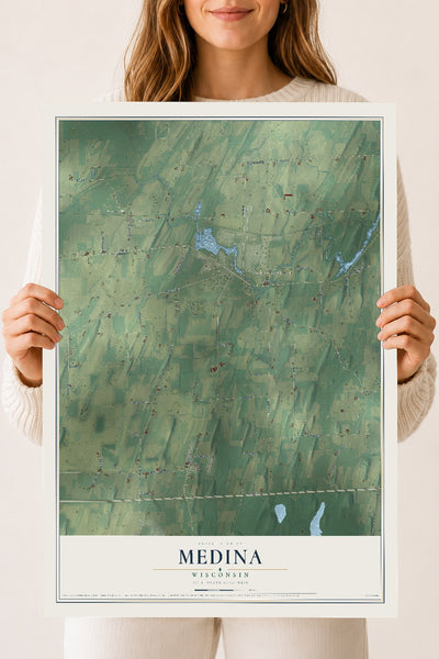 Map of Medina, Wisconsin, 18 x 24 inch unframed archival matte print