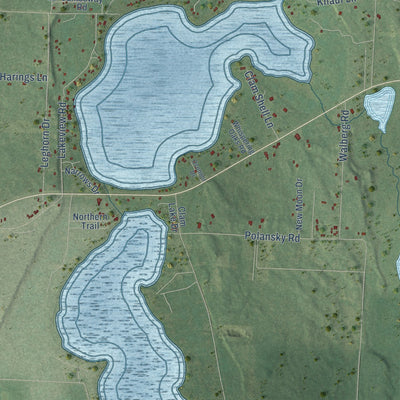 Close-up of the map of Meenon, Wisconsin print showing street and building detail