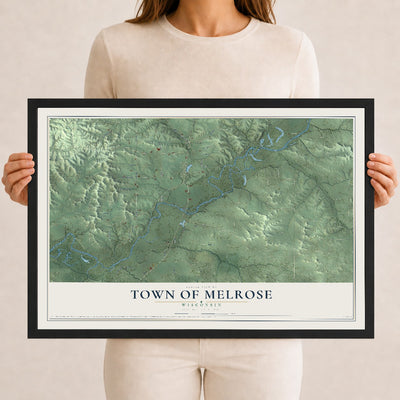 Map of the Town of Melrose, Wisconsin, 12 x 18 inch print in a black wood frame