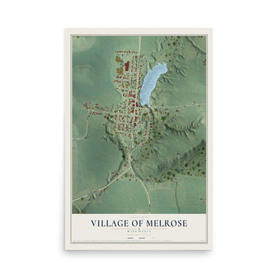 Map of Melrose, Wisconsin, 12 x 18 inch unframed archival matte print